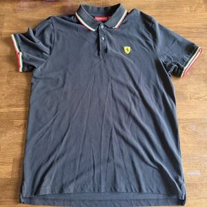 SCUDERIA FERRARI Official Black Polo Logo Mens XL Racing Short Sleeve